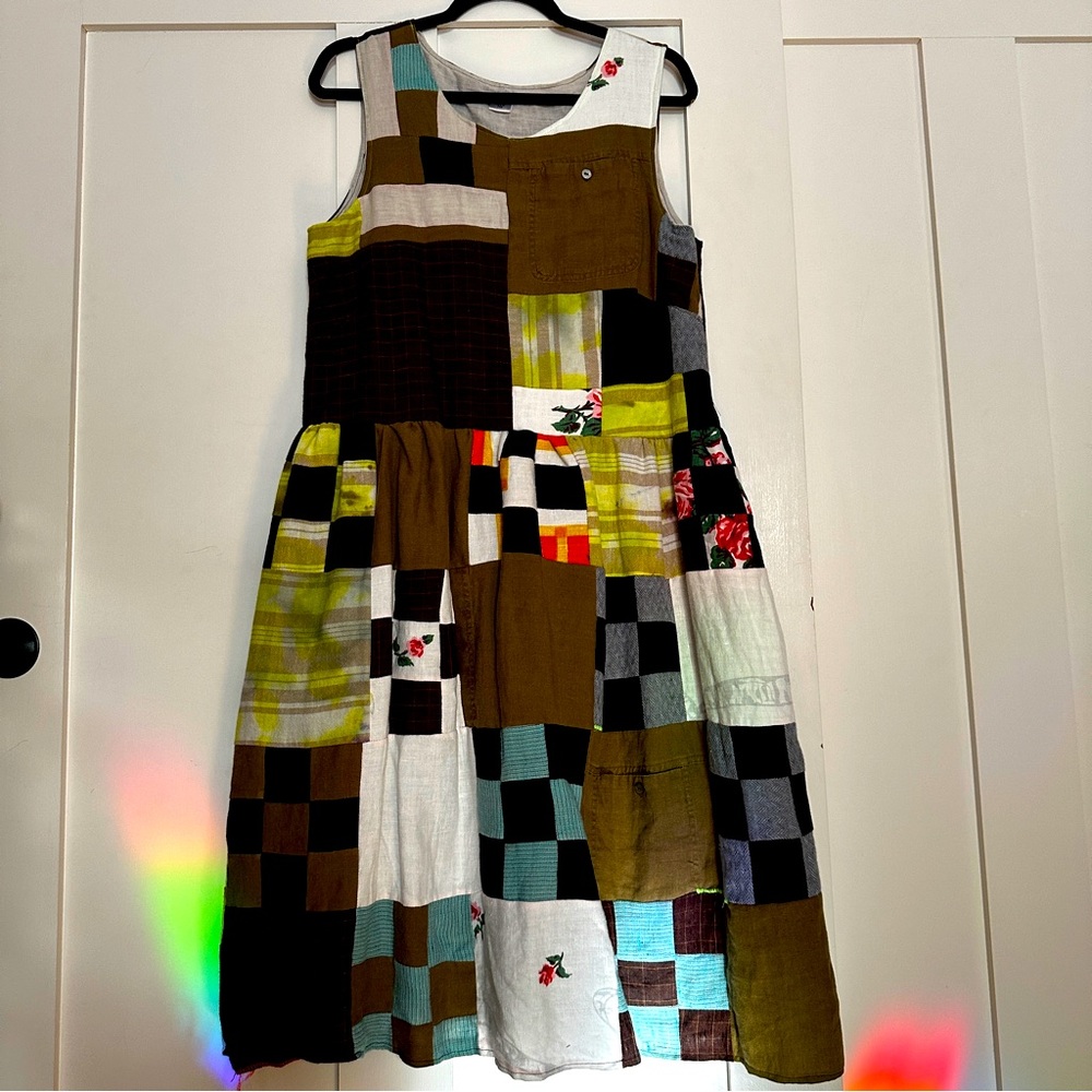 Handmade linen patchwork dress